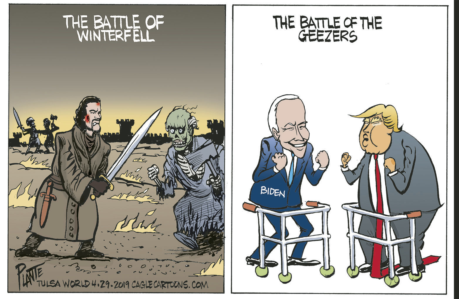 Bruce Plante Cartoon: The Battle of the Geezers